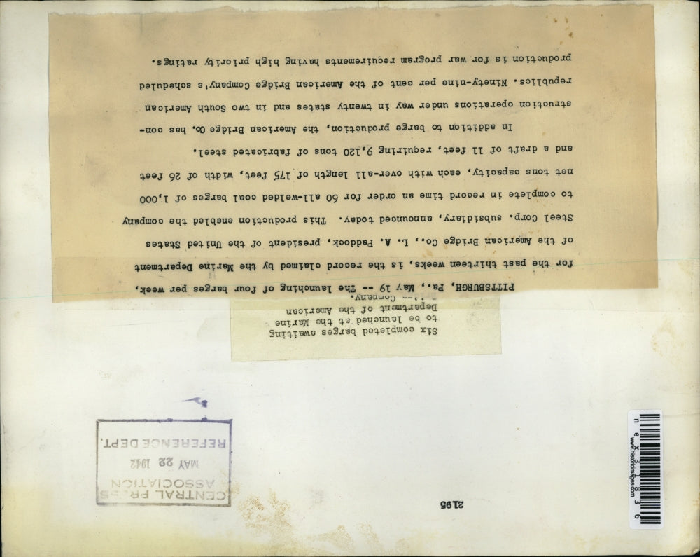 1942 Press Photo Scene from the American Bridge Co, Pittsburgh, Pa