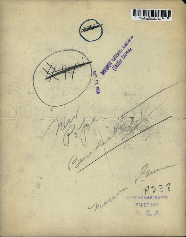 1923 Press Photo New Pope Benedict - nex31960