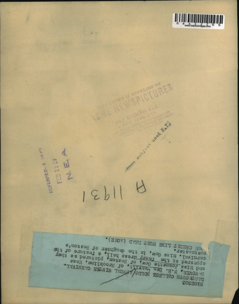 1929 Press Photo Hanover NH Ben Deavitt & Jeanette Gow at a ball