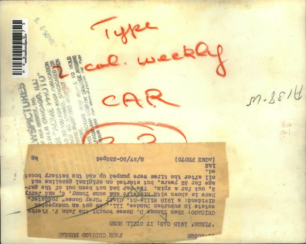 1950 Press Photo Thomas Bowen Buys Fierke Estate Finds 1918 Wills St Clair Car