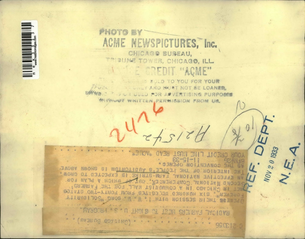 1939 Press Photo Farm Striking Crow at Farmers 2nd National Conference