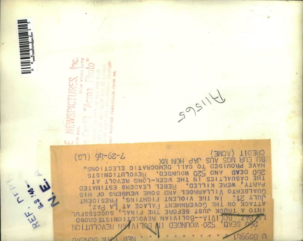 1946 Press Photo 260 Dead 520 Wounded in Bolivian Revolution in La Paz