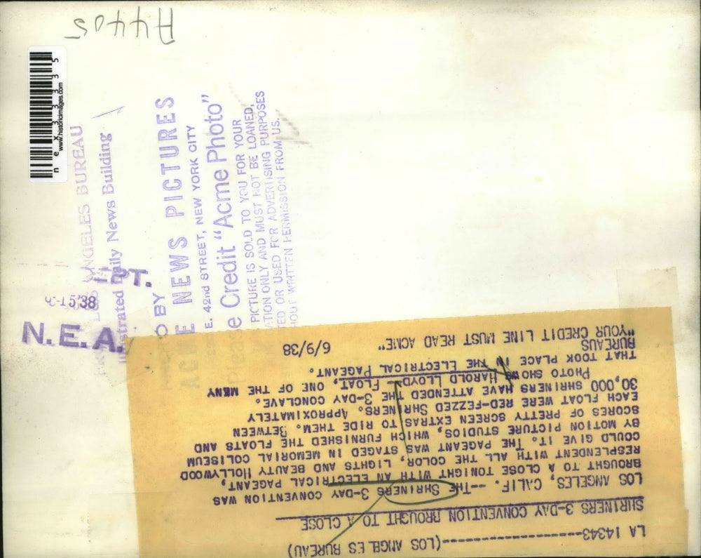 1938 Press Photo Shriners 3 Day Convention Closes Electrical Pageant