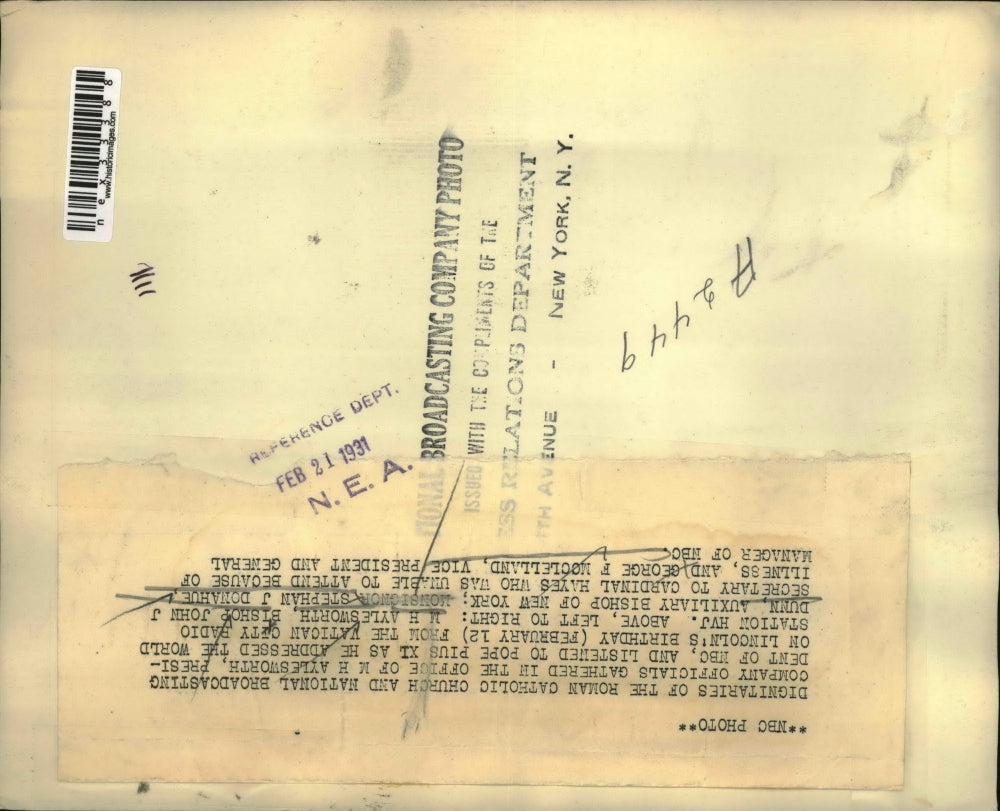 1931 Press Photo Dignitaries of Roman Catholic Church & NBC Officials