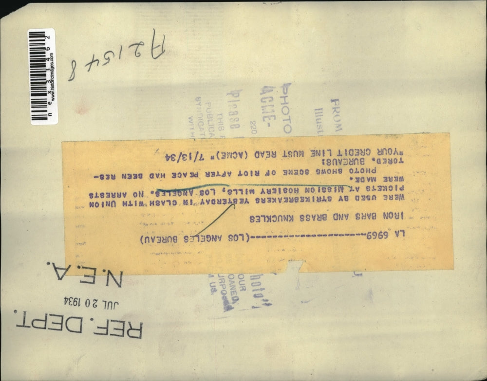 1934 Press Photo Strikers at Mission Hosiery Mills Los Angeles