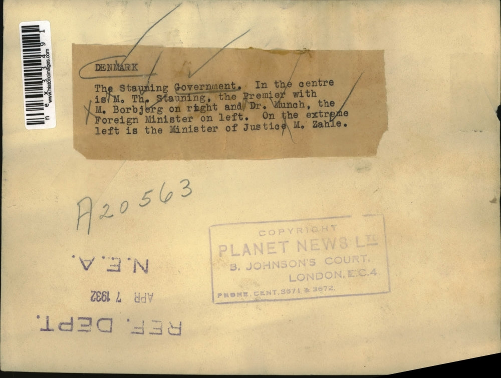 1932 Press Photo Stauning Denmark Government Premier M Borbjerg