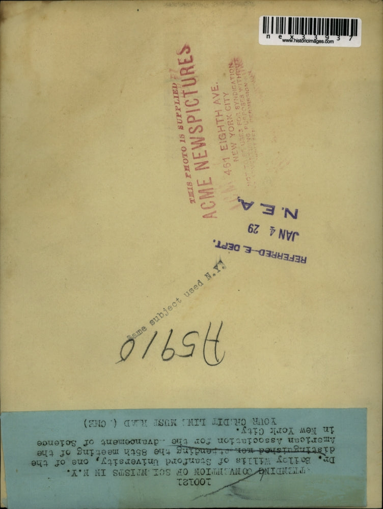 1929 Press Photo Baily Willis Attends Convention Of Scientist In New York