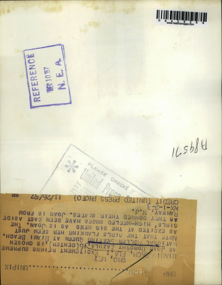 1957 Press Photo Miami Beach Fla Joan D Zazula Roller skate champion