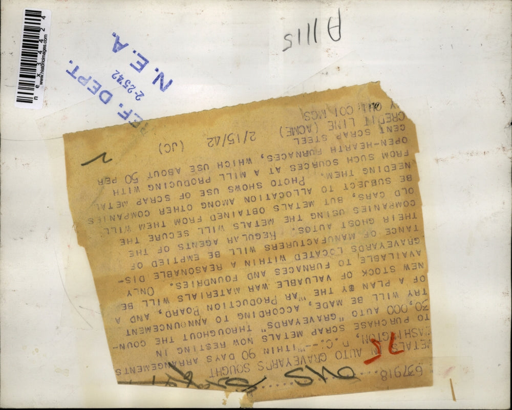 1942 Press Photo US steel in Washington D.C. being repurposed for war effort.