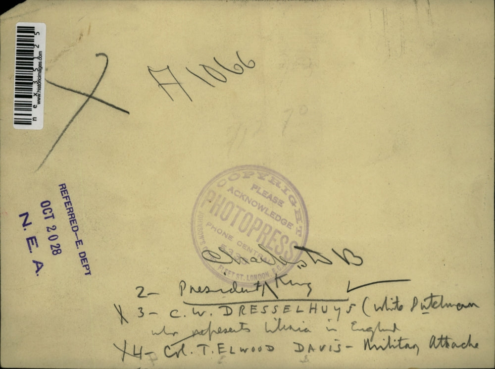 1928 Press Photo President Charles King, C.W. Dresselhuys and Colonel T. Elwood