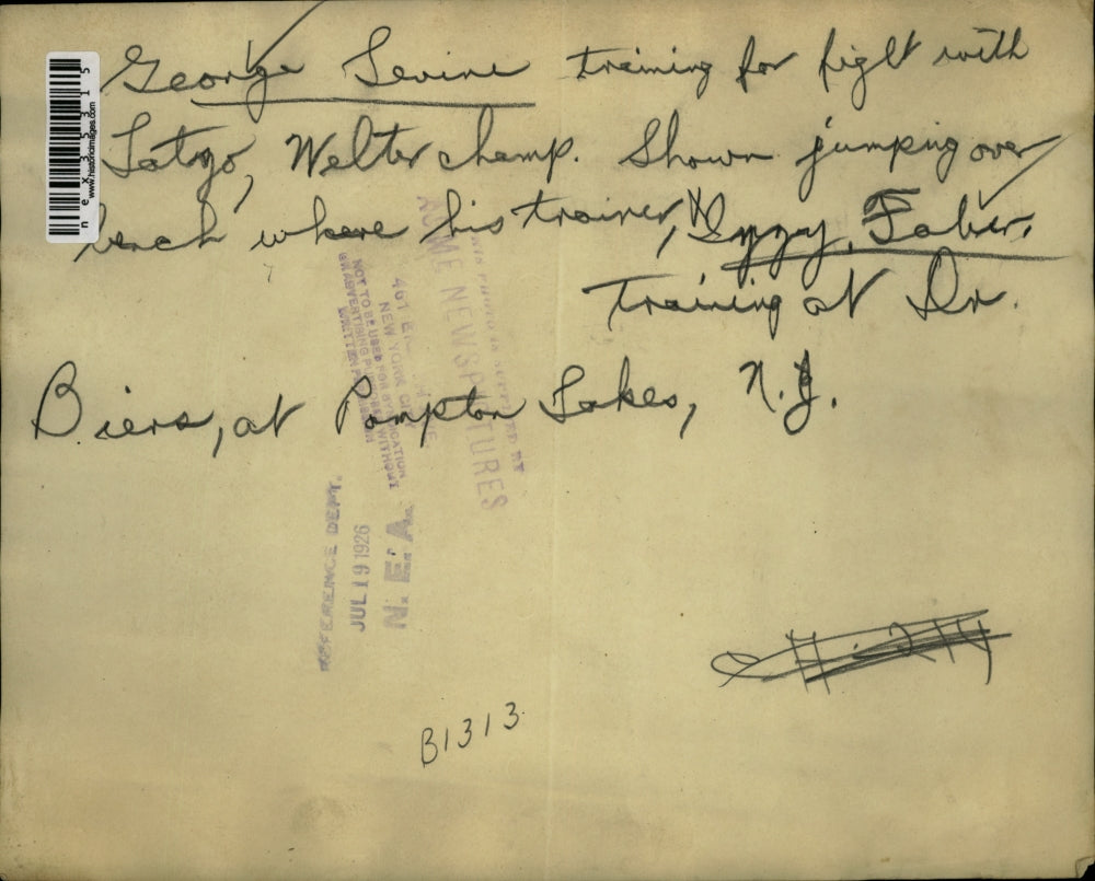 1926 Press Photo George Levine training for fight with Latzo Welter Champ