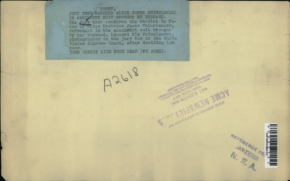 1926 Press Photo Jury that rendered the verdict in favor of Alice Beatrice Jones