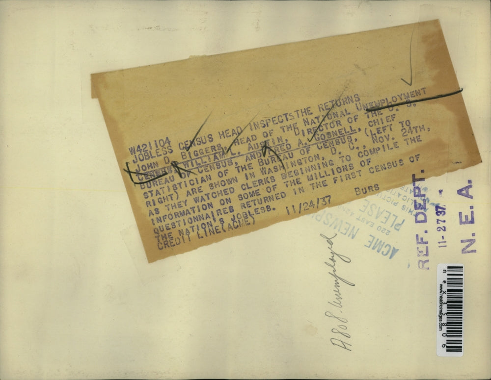 1937 Press Photo John Biggers National Unemployment Census, William Austin