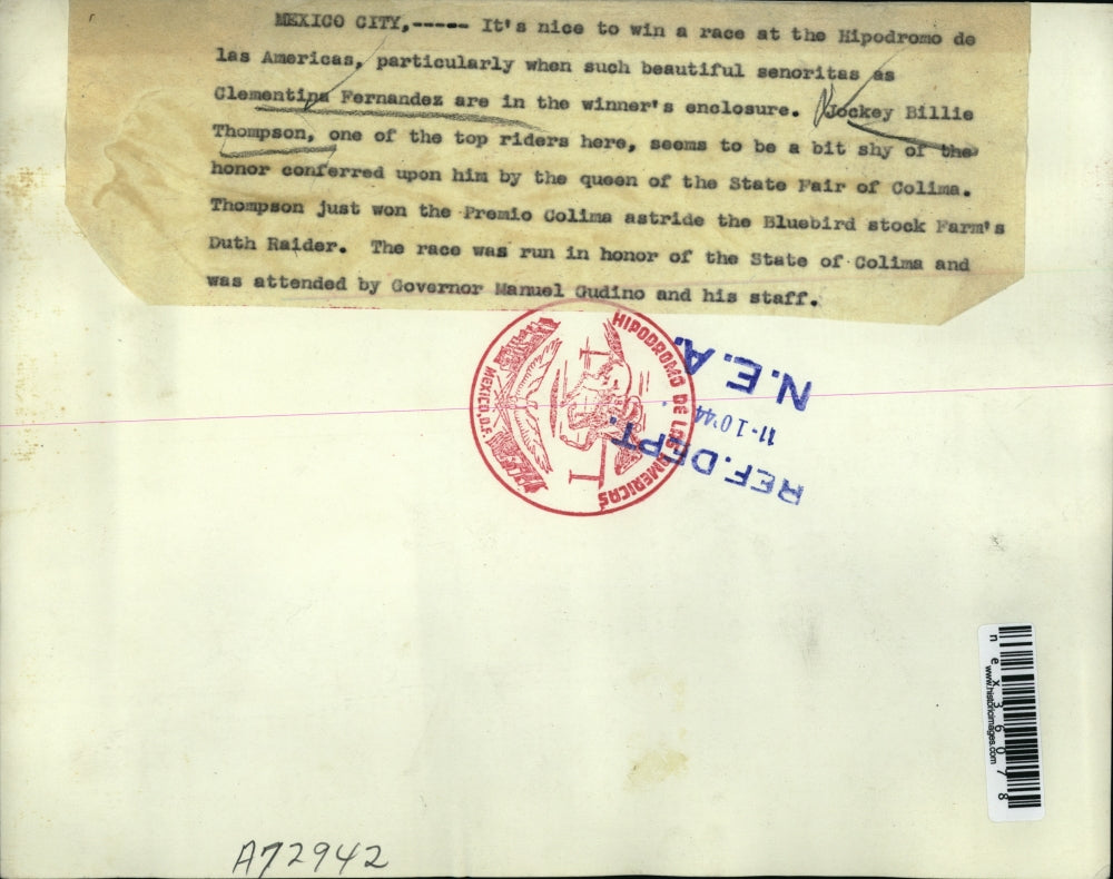 1944 Press Photo Clementina Fernandez with Jackie Billie Thompson