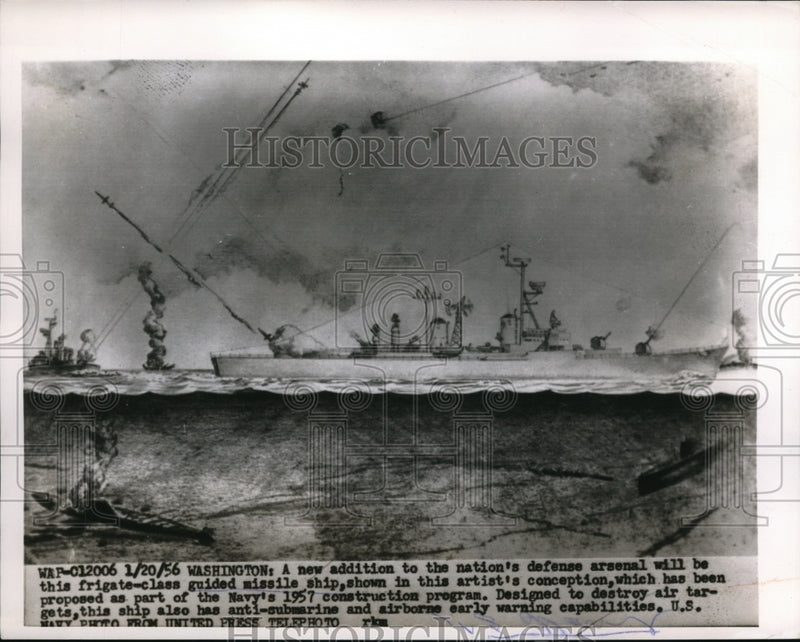 Load image into Gallery viewer, 1956 Press Photo Frigate class guided missle ship in an art concept drawing
