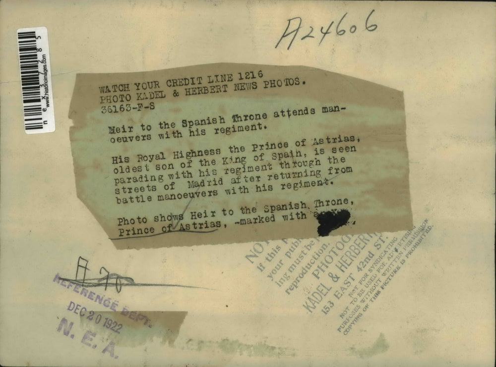 1922 Press Photo Price of Astrias heir to Spain's throne