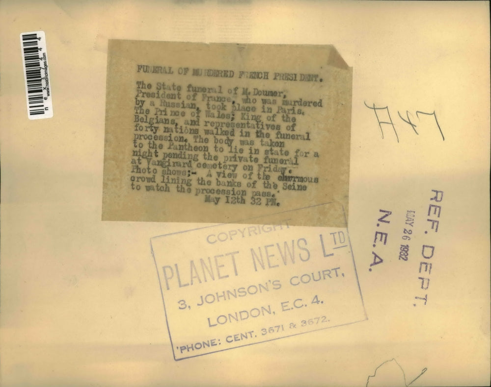 1932 Press Photo State funeral of France President M. Doumer