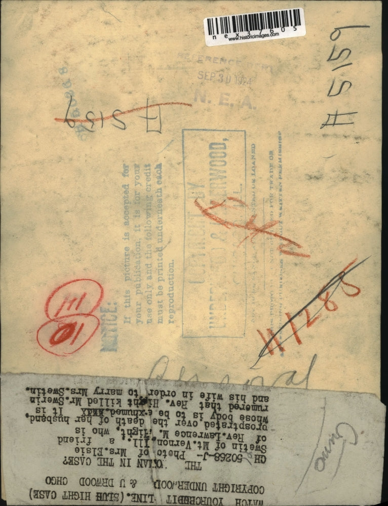 1924 Press Photo Mrs. Elsie Swetin Prostrate Over Husband's Death