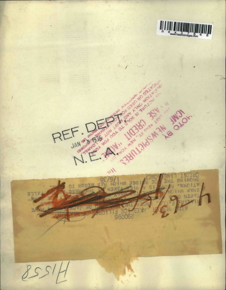 1935 Press Photo Niagara Falls base showing the ice bridge