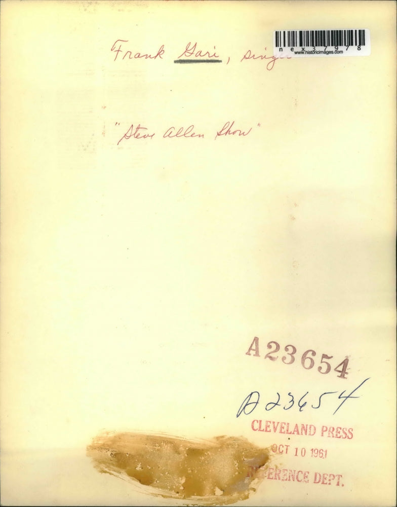 1961 Press Photo Frank Gari, singer at the Steve Allen Show