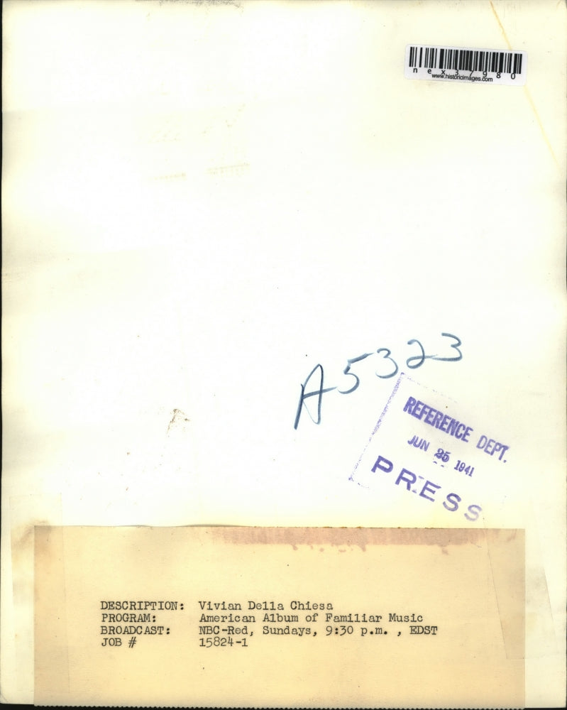 1941 Press Photo Vivian Della Chiesa of NBC