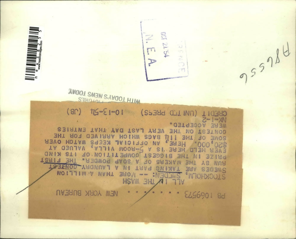 1954 Press Photo Laundry Contest in Stockholm Sweden