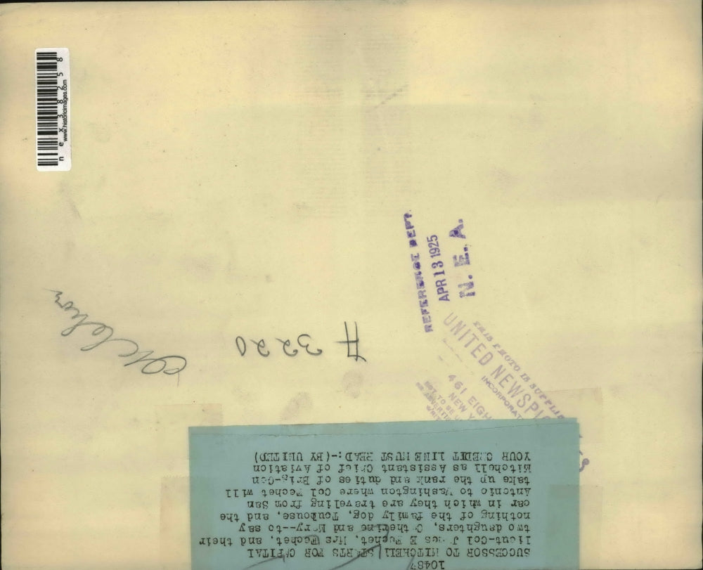 1925 Press Photo Lt. Col. James Fuchet and family travel to Washington