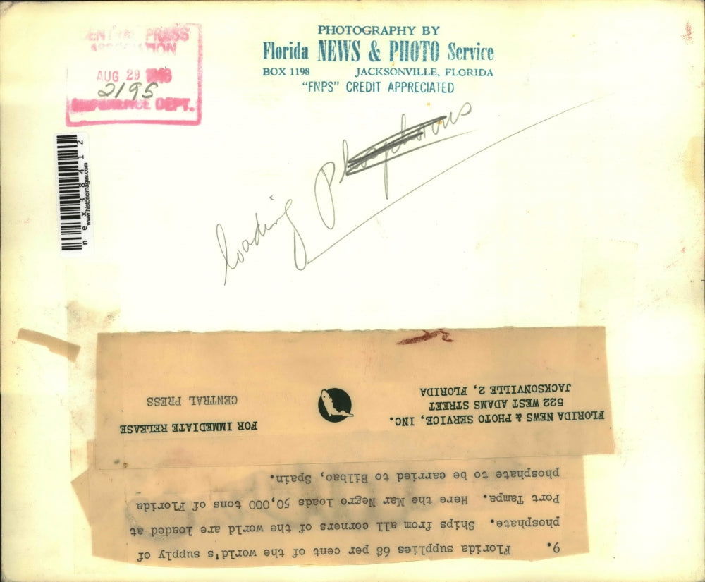 1948 Press Photo Florida Phosphate is Loaded on Mar Nego