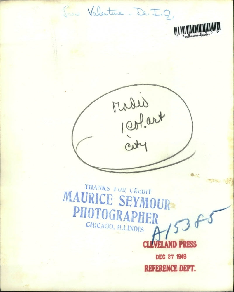 1949 Press Photo Valentine