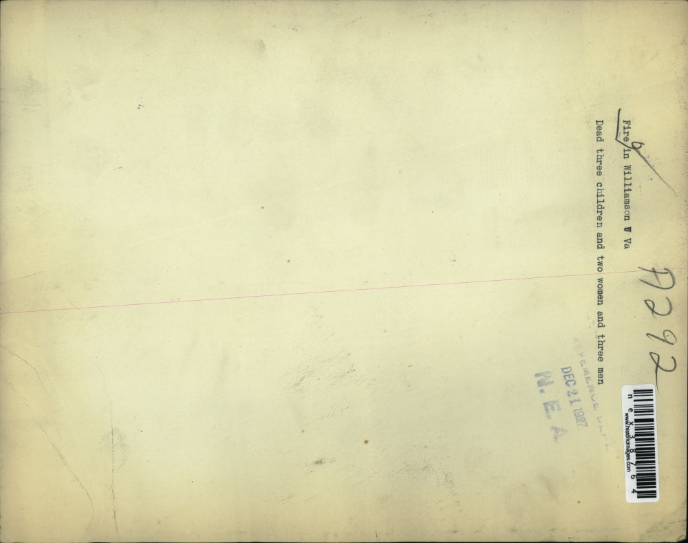 1927 Press Photo Fire in Williamson left three children dead