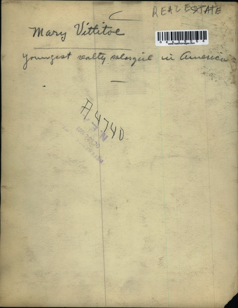 1923 Press Photo Mary Vittitoe realty salesgirl in America