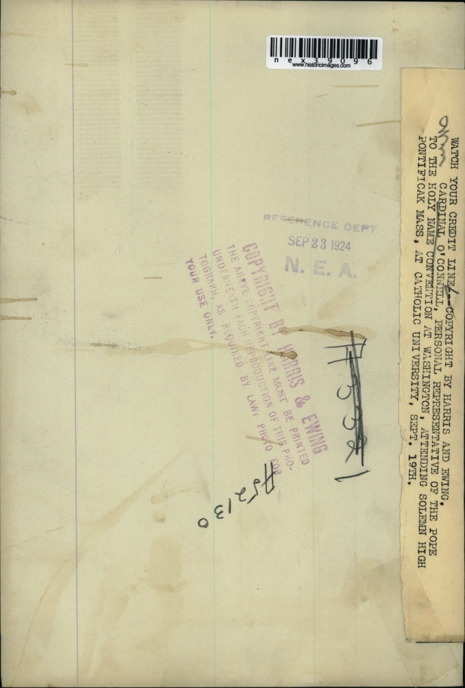 1924 Press Photo Cardinal O'Connell at Solemn High Pontificak Mass