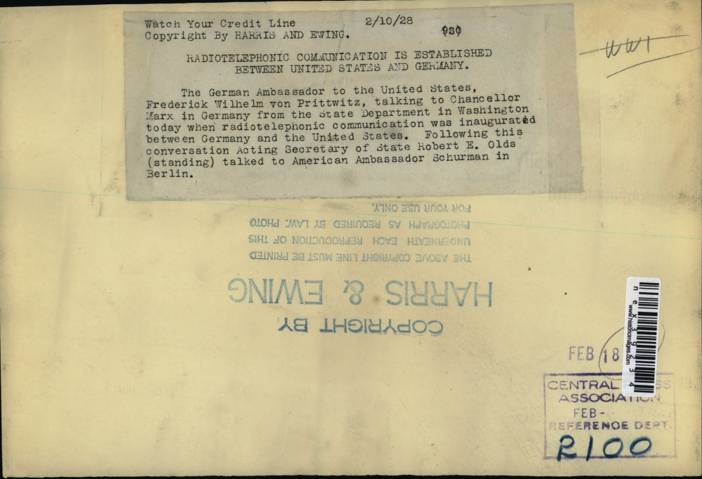 1928 Press Photo German Amb to US F W von Prittwitz & Acting Sec of State Olds