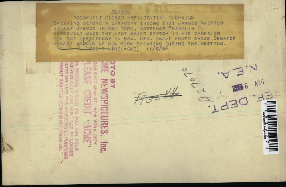 1932 Press Photo Senator Robert Wagner of New York