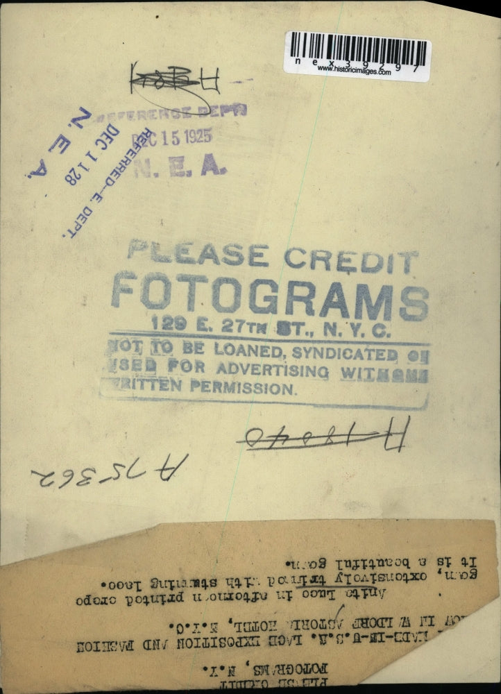 1928 Press Photo Anita Luce in Printed Crepe Gown at Lace Exposition New York