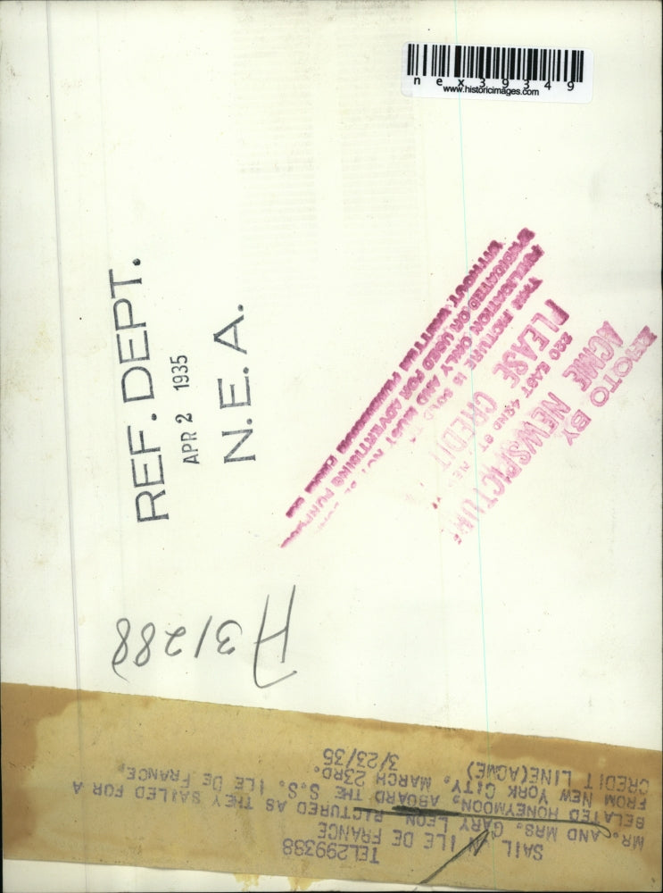 1935 Press Photo Mr and Mrs Gary Leon - nex39349