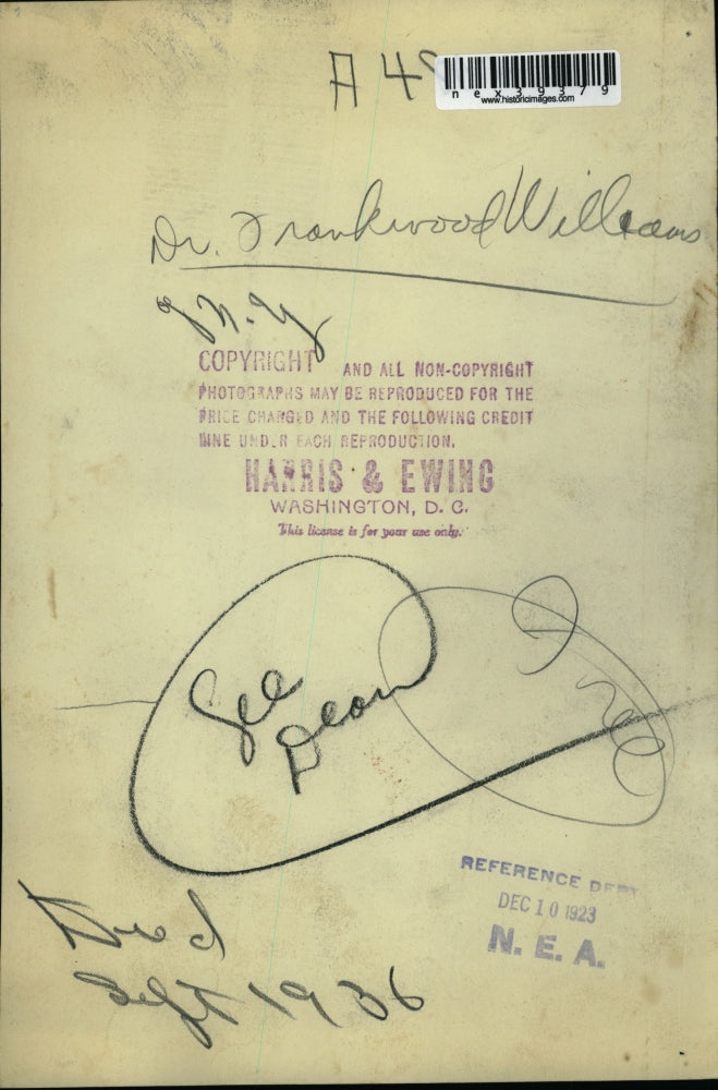 1923 Press Photo Dr frankwood Williams - nex39379