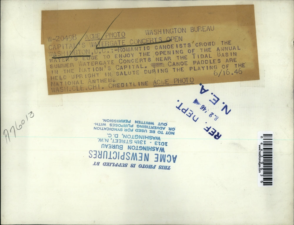 1946 Press Photo Annual Summer Watergate Concert open in Washington