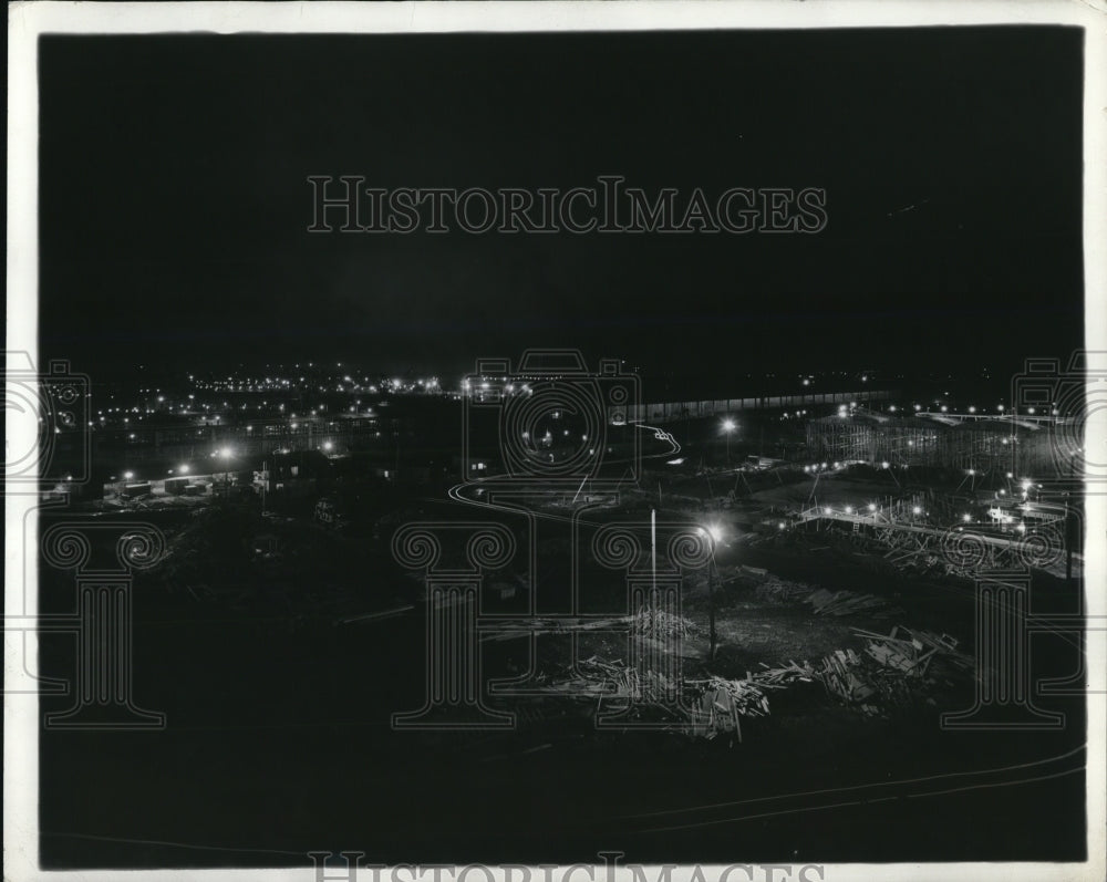 Undated Press Photo Like a new world's fair construction proceeds 24 hours a Day