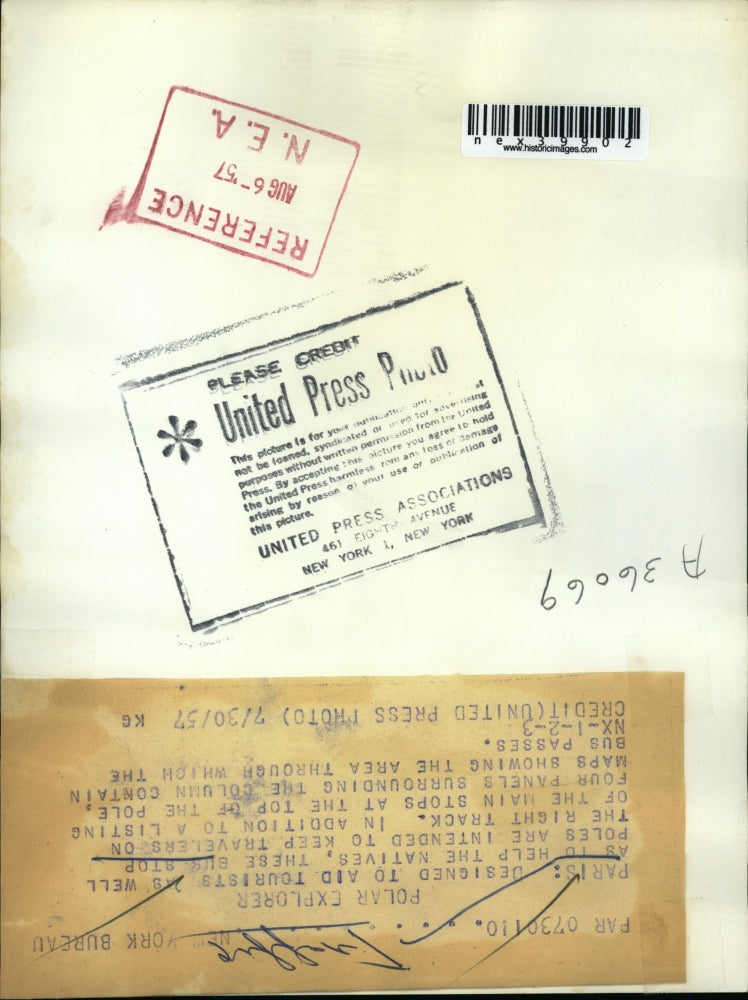 1957 Press Photo Designed to aid tourist and natives, bus stop poles in Paris