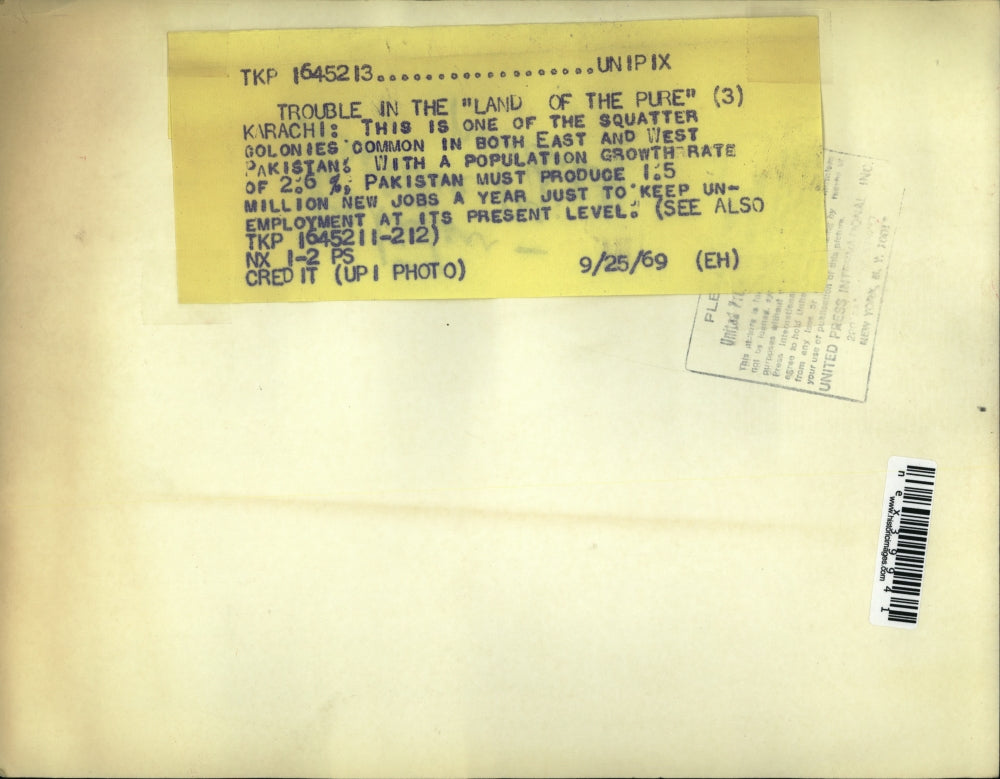 1969 Press Photo Squatter colonies in Karachi Pakistan