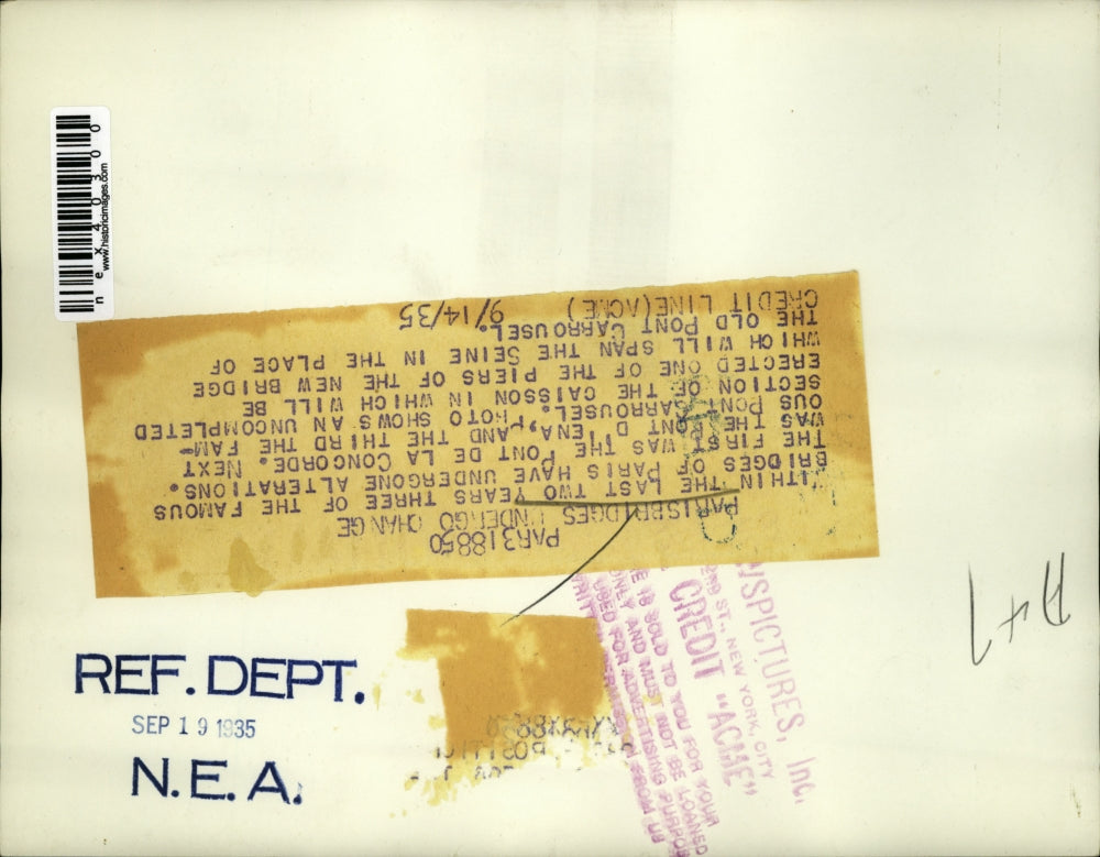 1935 Press Photo Paris bridges being reconstructed at Pont de la Concorde