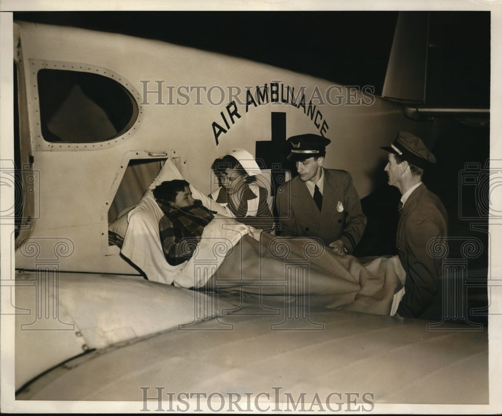 1949 Press Photo Air Ambulance Service at Roosevelt Field NY