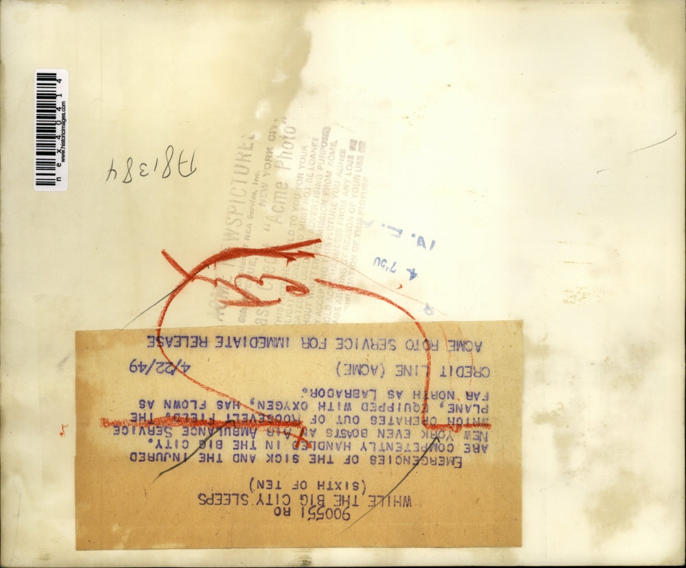 1949 Press Photo Air Ambulance Service at Roosevelt Field NY