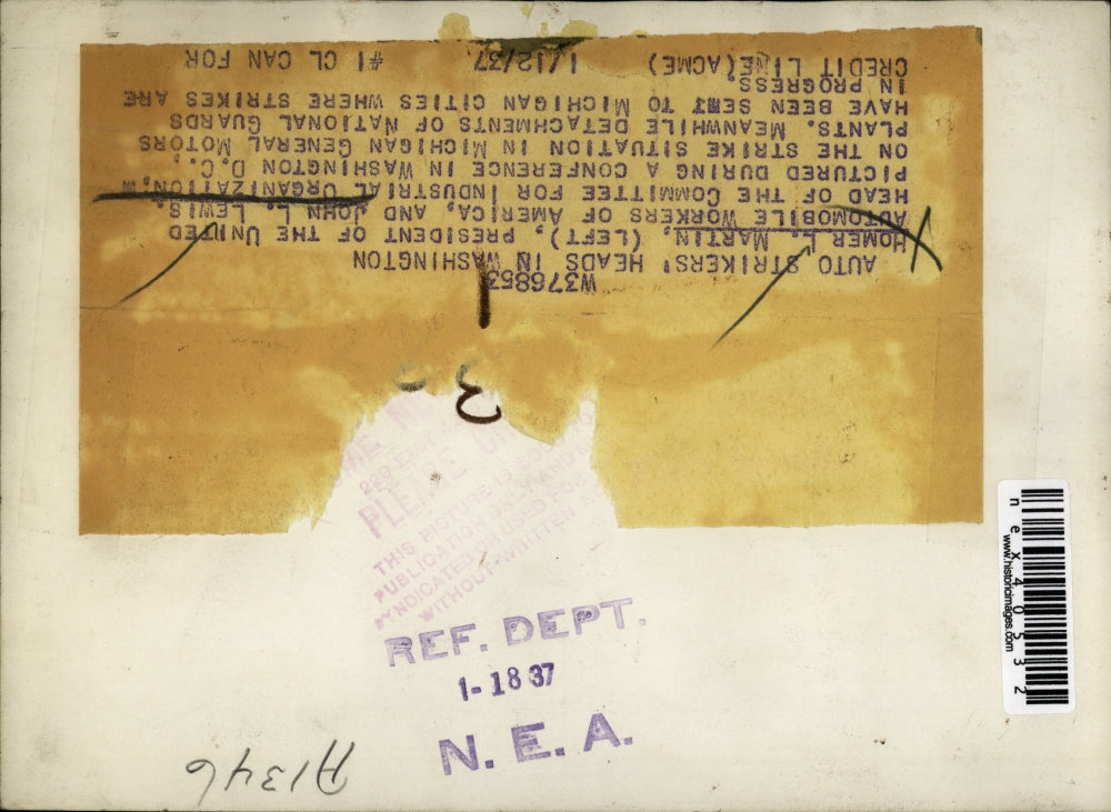 1937 Press Photo Homer Martin Pres of UAW & John LewisIndustrial Orgs