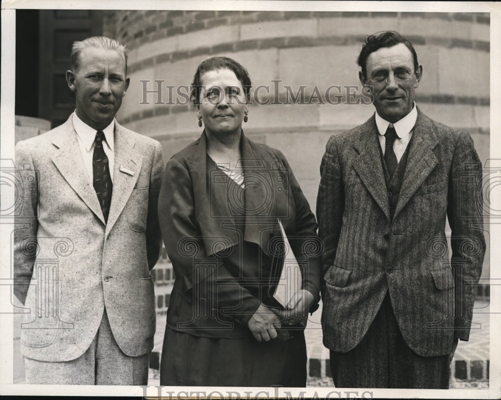 1932 Press Photo Professors W. Z. Hunt ; Mayme I. Locson and Harry Bateman