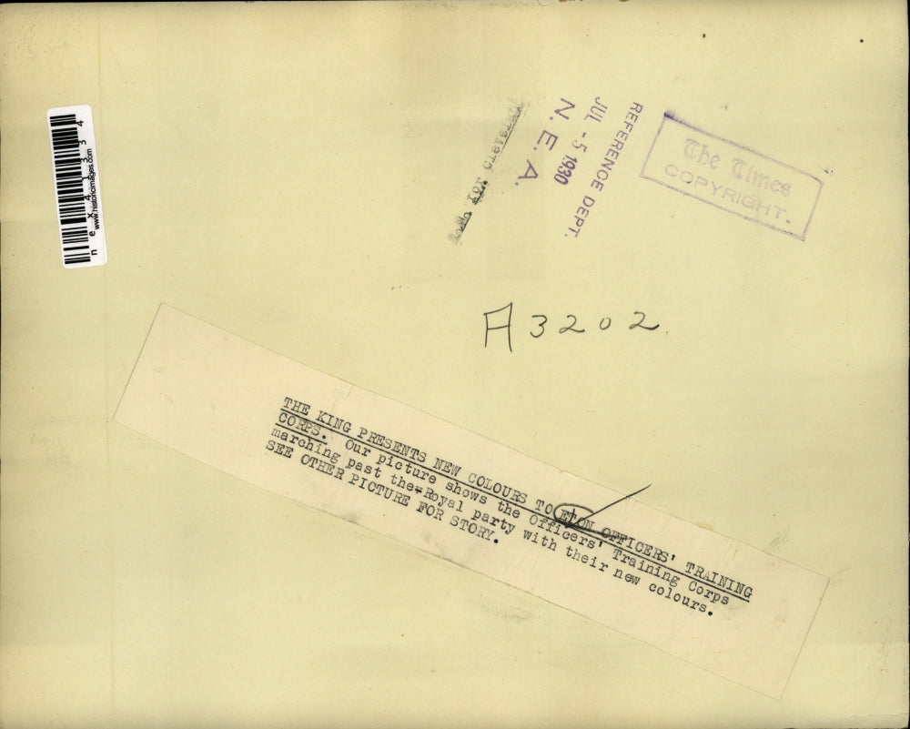 1930 Press Photo Eton Officers' Training Corps Marching for Royal Party, England