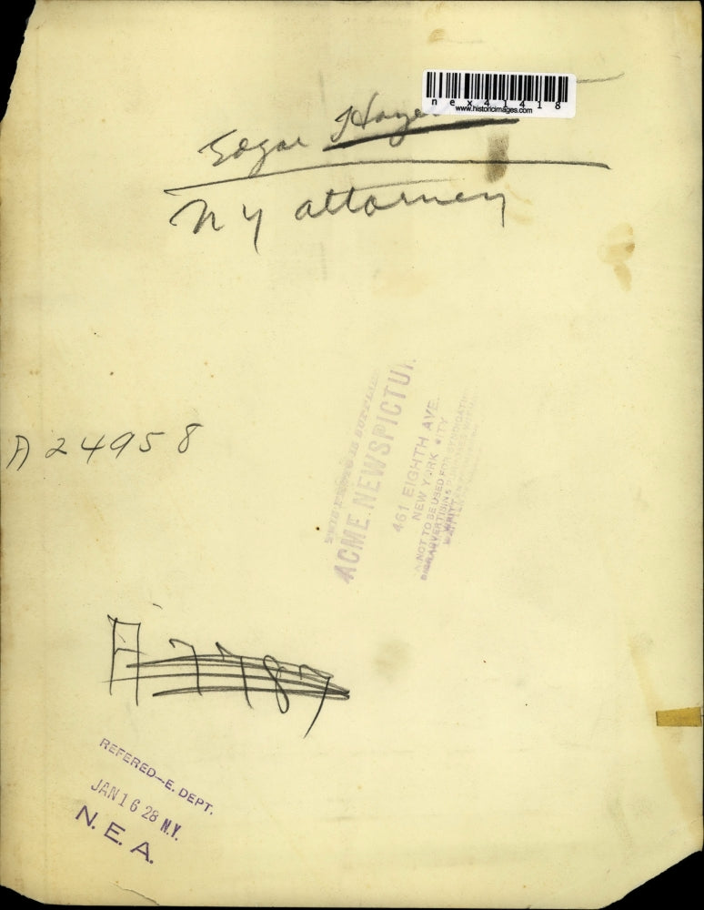 1928 Press Photo New York Attorney Edgar Hagen