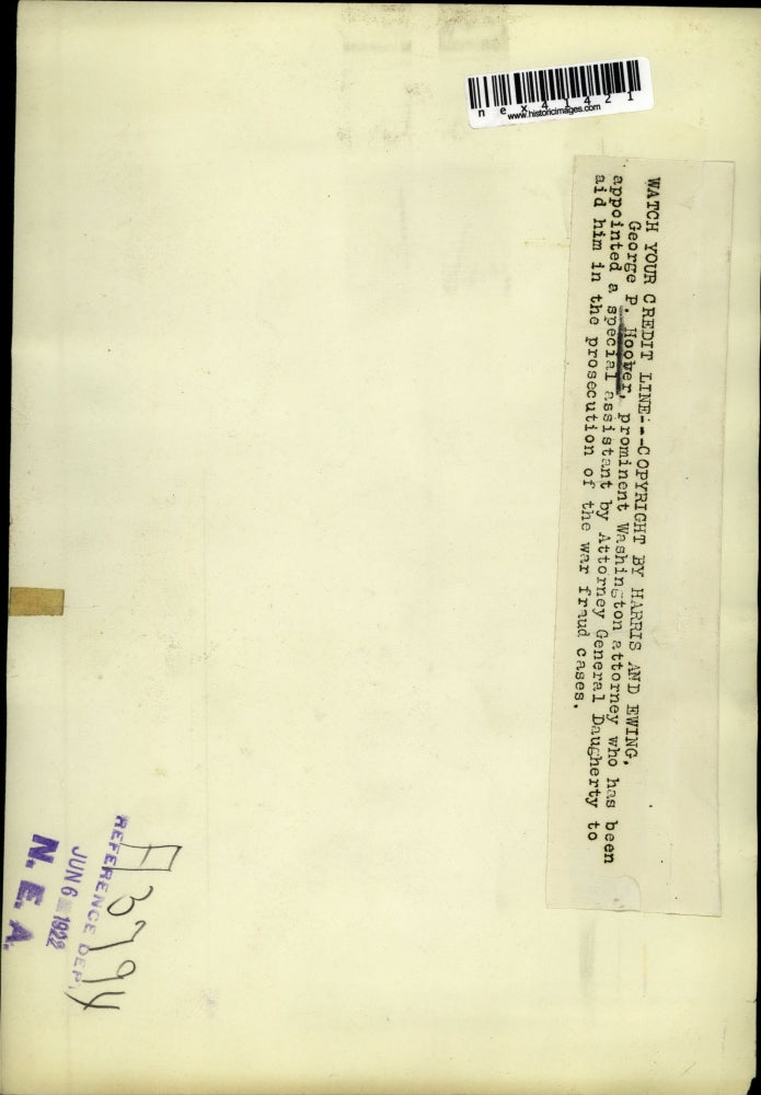 1922 Press Photo Washington Attorney George P. Hoover