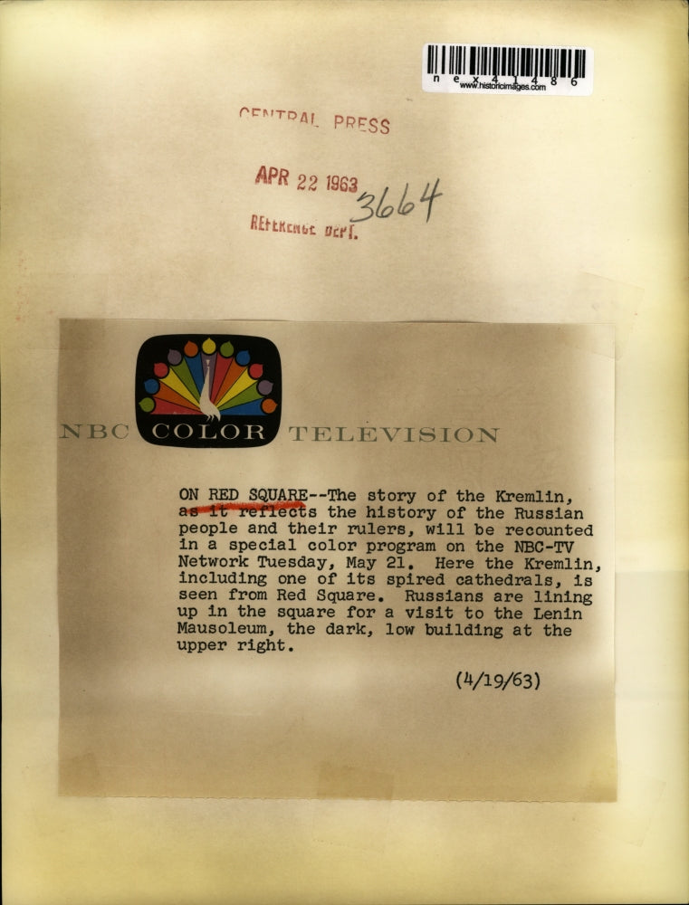 1963 Press Photo The Story of the Kremlin Red Square to be shown on NBC-TV